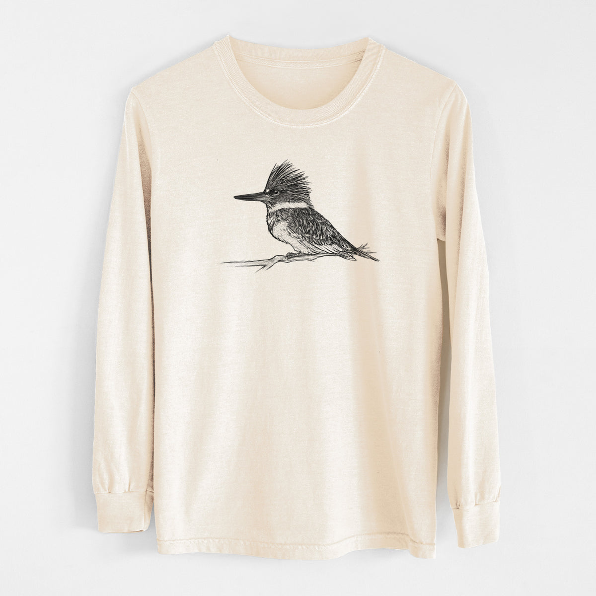 Belted Kingfisher - Megaceryle alcyon - Unisex Comfort Colors 100% Cotton Long Sleeve