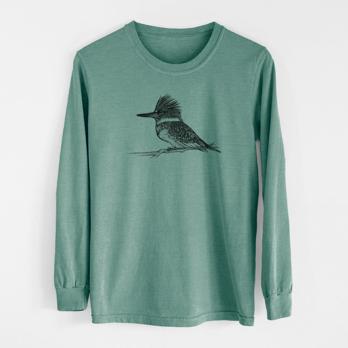 Belted Kingfisher - Megaceryle alcyon - Unisex Comfort Colors 100% Cotton Long Sleeve