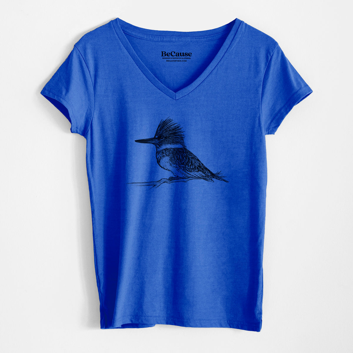 Belted Kingfisher - Megaceryle alcyon - Women&#39;s 100% Recycled V-neck