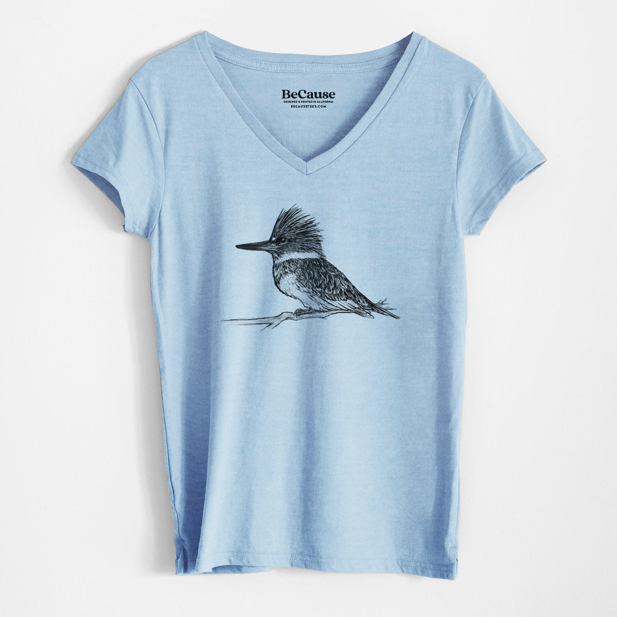 Belted Kingfisher - Megaceryle alcyon - Women&#39;s 100% Recycled V-neck