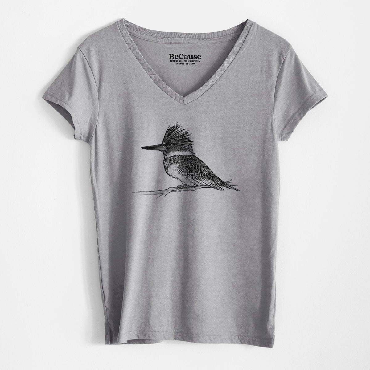 Belted Kingfisher - Megaceryle alcyon - Women&#39;s 100% Recycled V-neck