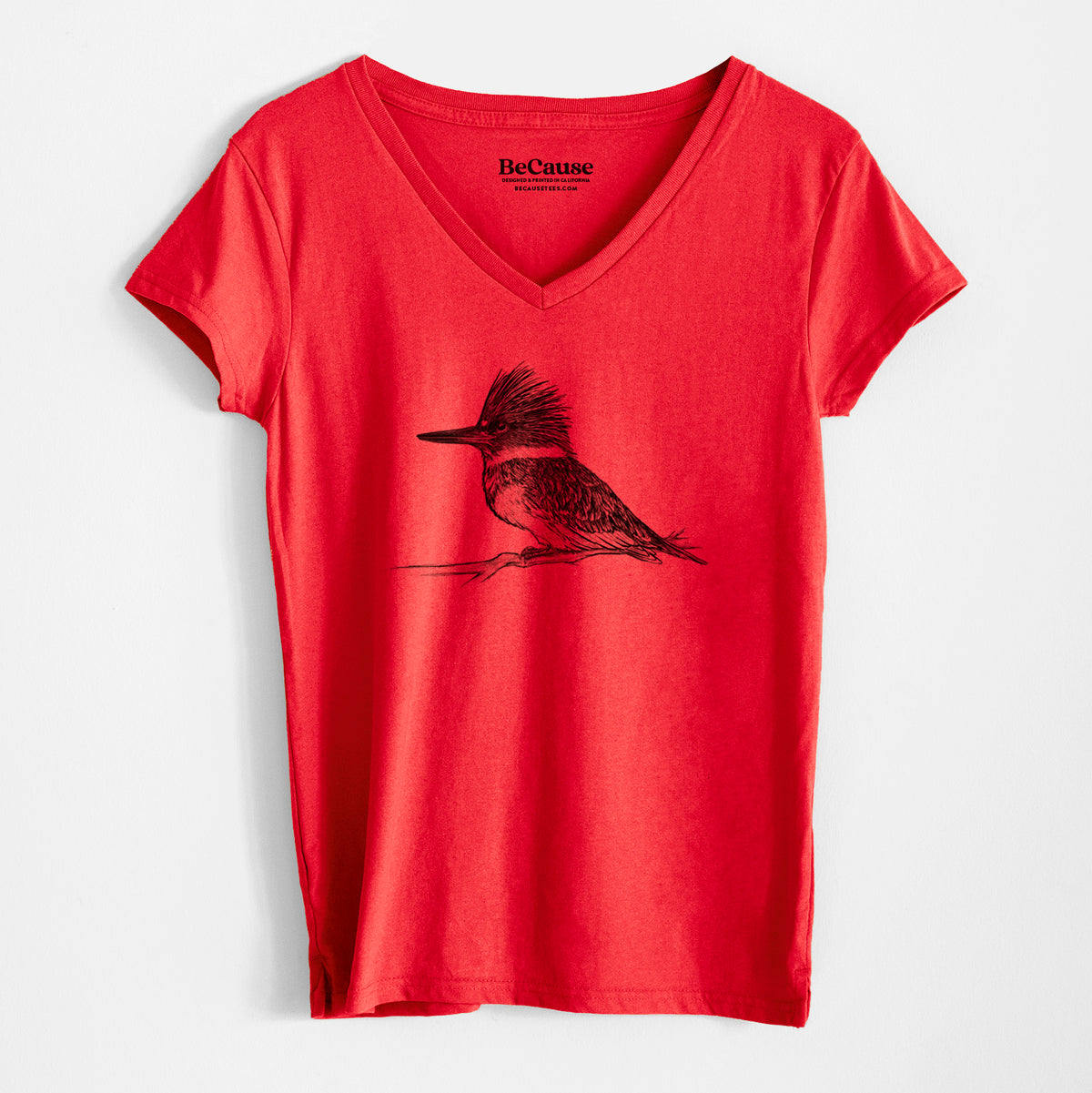 Belted Kingfisher - Megaceryle alcyon - Women&#39;s 100% Recycled V-neck