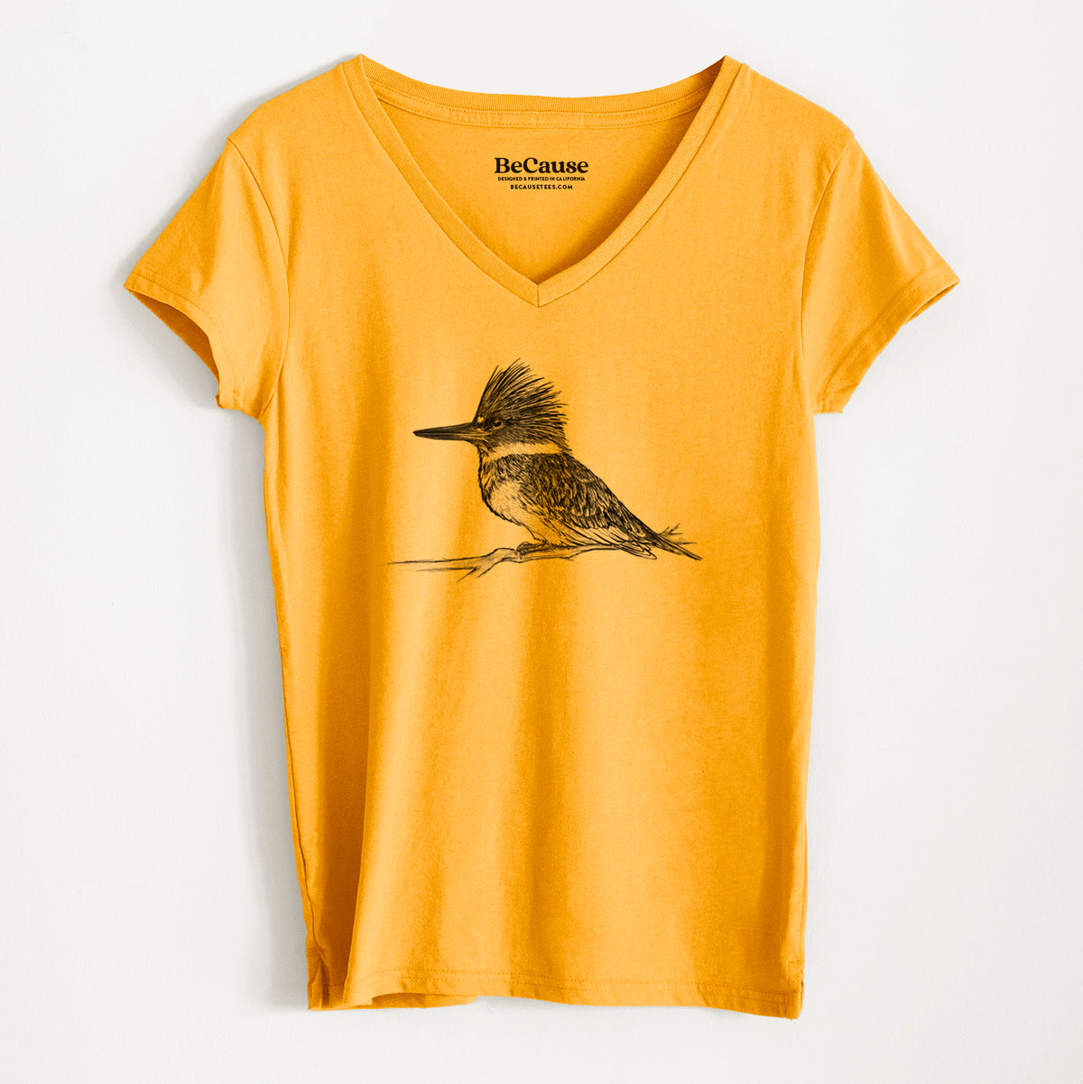 Belted Kingfisher - Megaceryle alcyon - Women&#39;s 100% Recycled V-neck