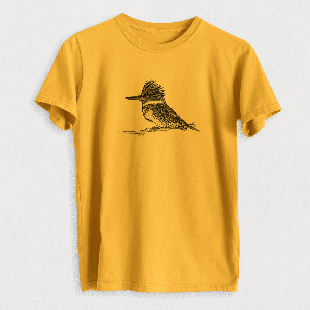Belted Kingfisher - Megaceryle alcyon - Heavyweight Men&#39;s 100% Organic Cotton Tee
