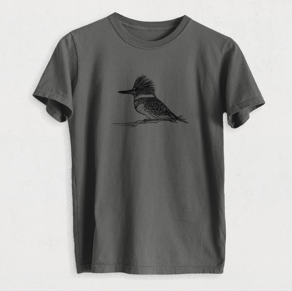 Belted Kingfisher - Megaceryle alcyon - Heavyweight Men&#39;s 100% Organic Cotton Tee