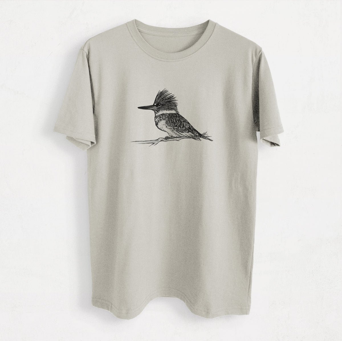 Belted Kingfisher - Megaceryle alcyon - Heavyweight Men&#39;s 100% Organic Cotton Tee