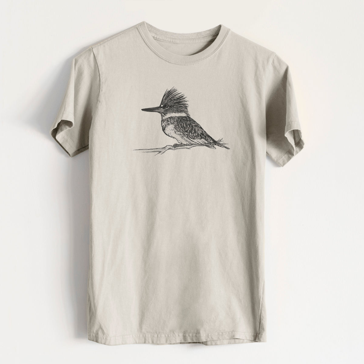 Belted Kingfisher - Megaceryle alcyon - Heavyweight Men&#39;s 100% Organic Cotton Tee