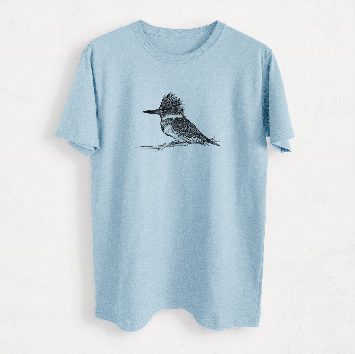 Belted Kingfisher - Megaceryle alcyon - Heavyweight Men&#39;s 100% Organic Cotton Tee
