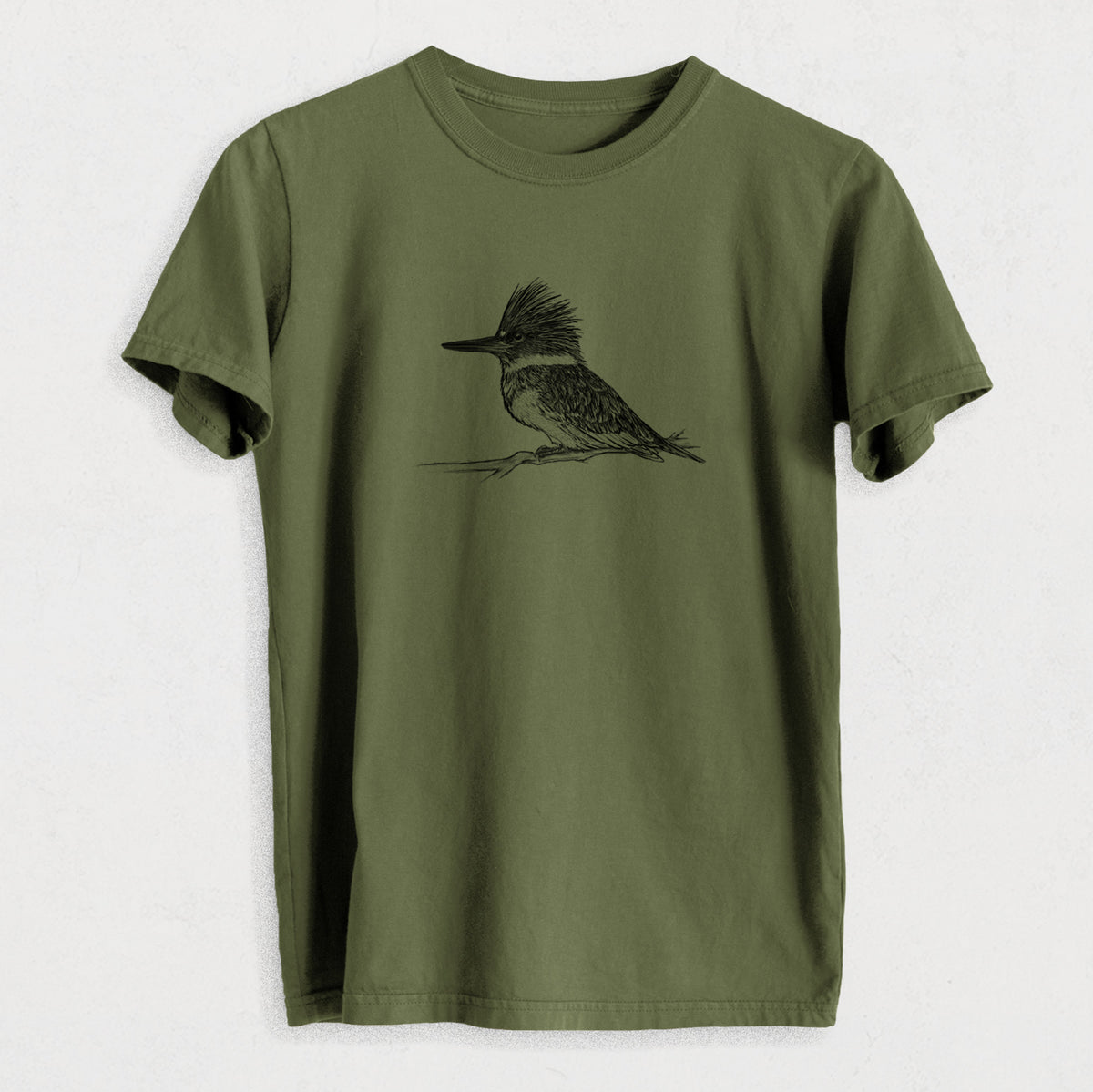 Belted Kingfisher - Megaceryle alcyon - Heavyweight Men&#39;s 100% Organic Cotton Tee