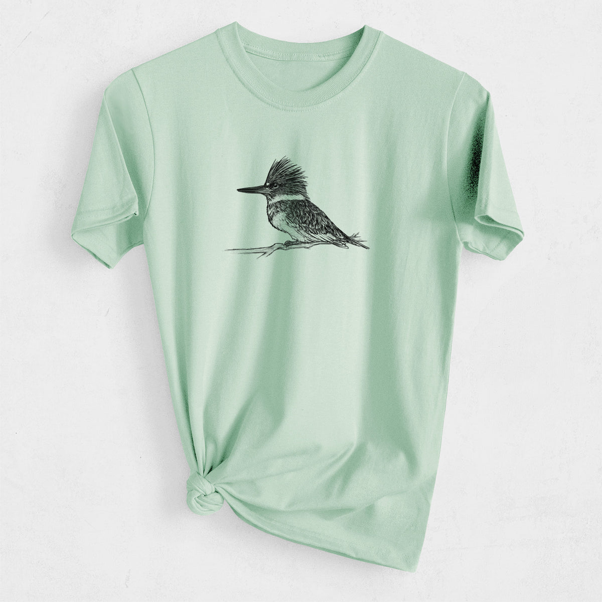 Belted Kingfisher - Megaceryle alcyon - Heavyweight Men&#39;s 100% Organic Cotton Tee