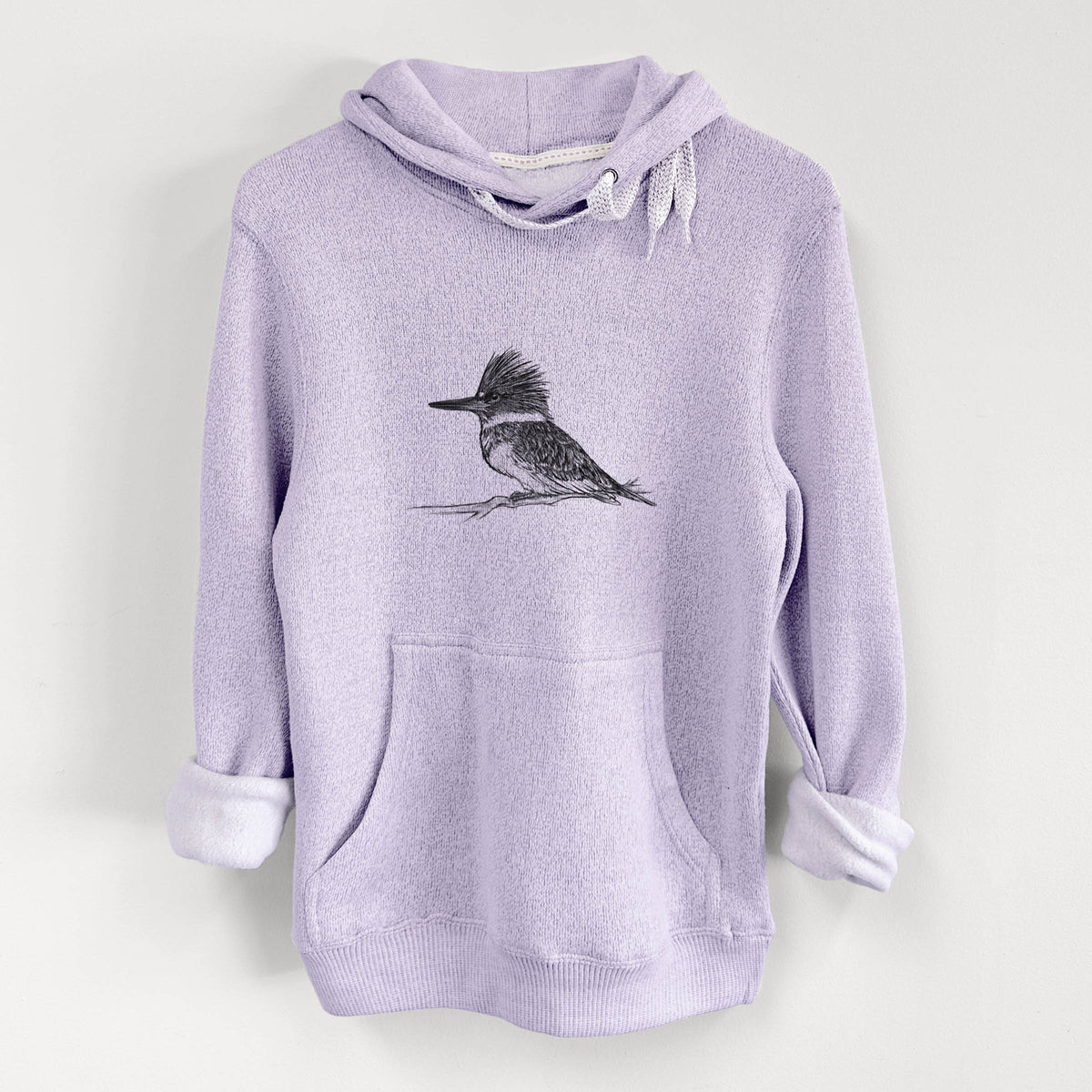 Belted Kingfisher - Megaceryle alcyon - Knit Hoodie