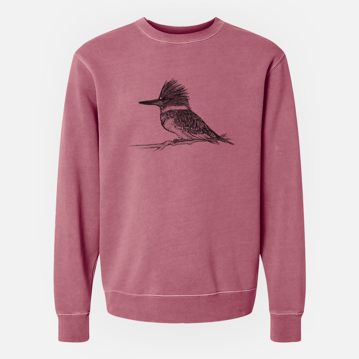 Belted Kingfisher - Megaceryle alcyon - Unisex Pigment Dyed Crew Sweatshirt