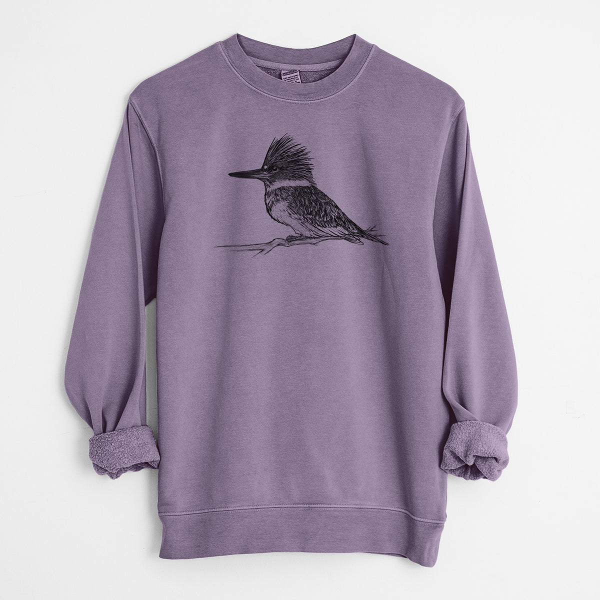 Belted Kingfisher - Megaceryle alcyon - Unisex Pigment Dyed Crew Sweatshirt