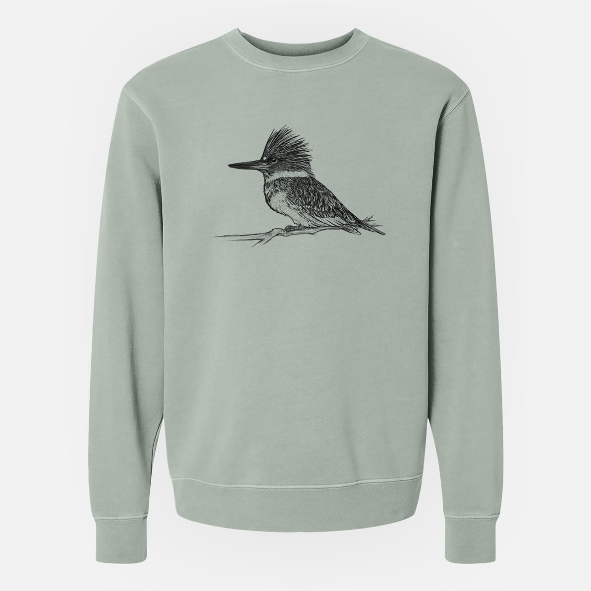 Belted Kingfisher - Megaceryle alcyon - Unisex Pigment Dyed Crew Sweatshirt