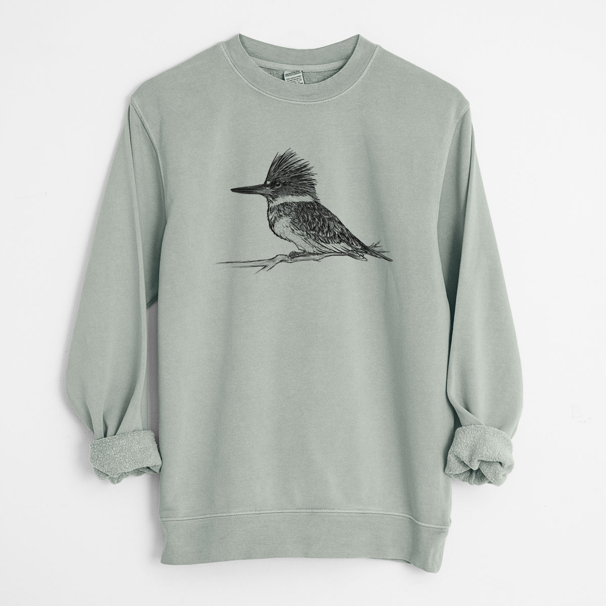 Belted Kingfisher - Megaceryle alcyon - Unisex Pigment Dyed Crew Sweatshirt