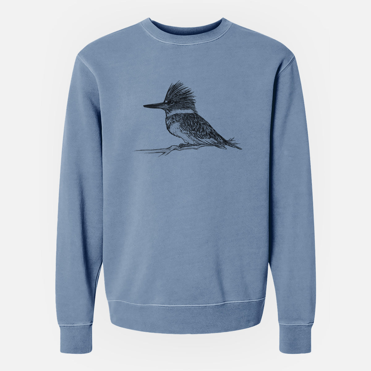 Belted Kingfisher - Megaceryle alcyon - Unisex Pigment Dyed Crew Sweatshirt