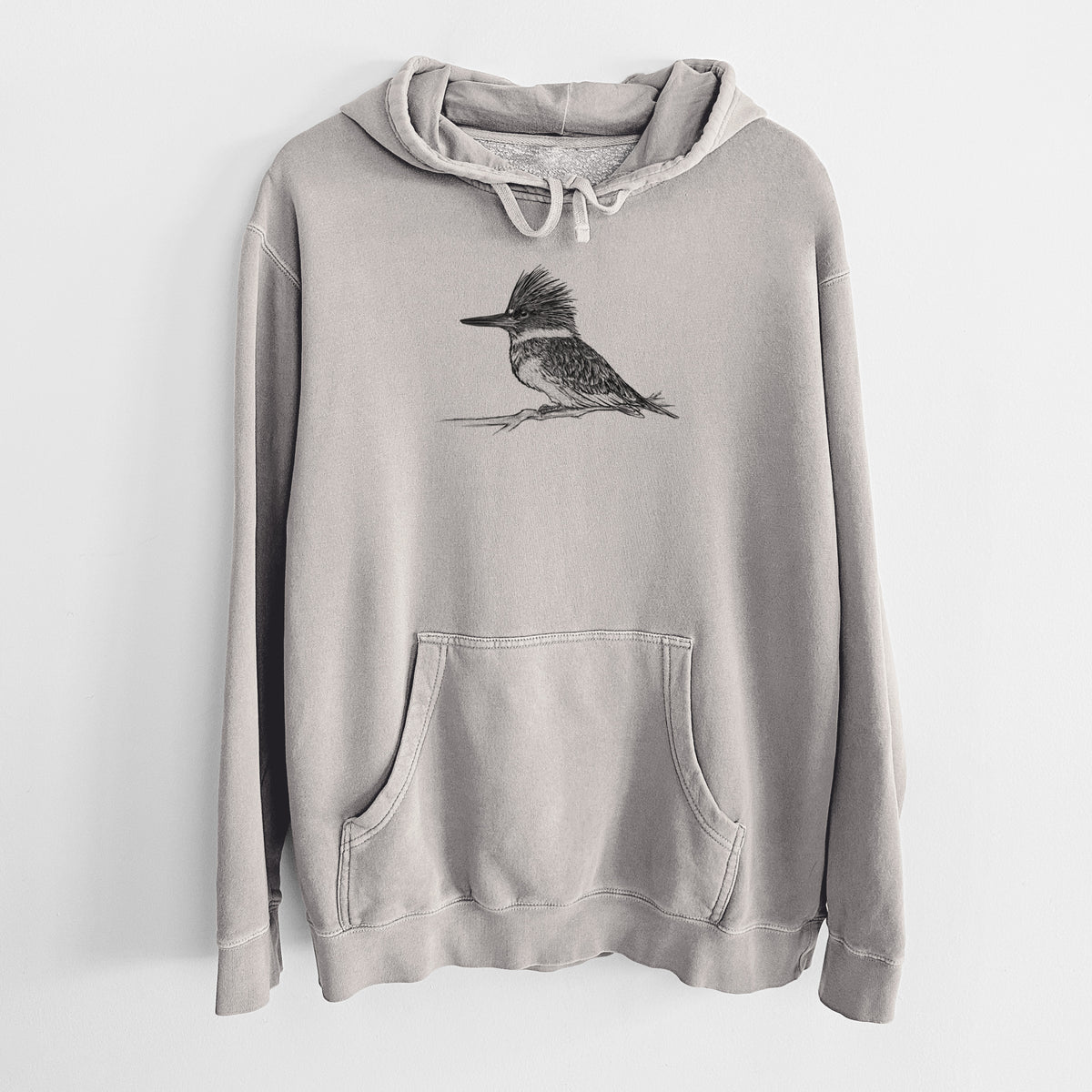 Belted Kingfisher - Megaceryle alcyon - Unisex Pigment Dyed Hoodie