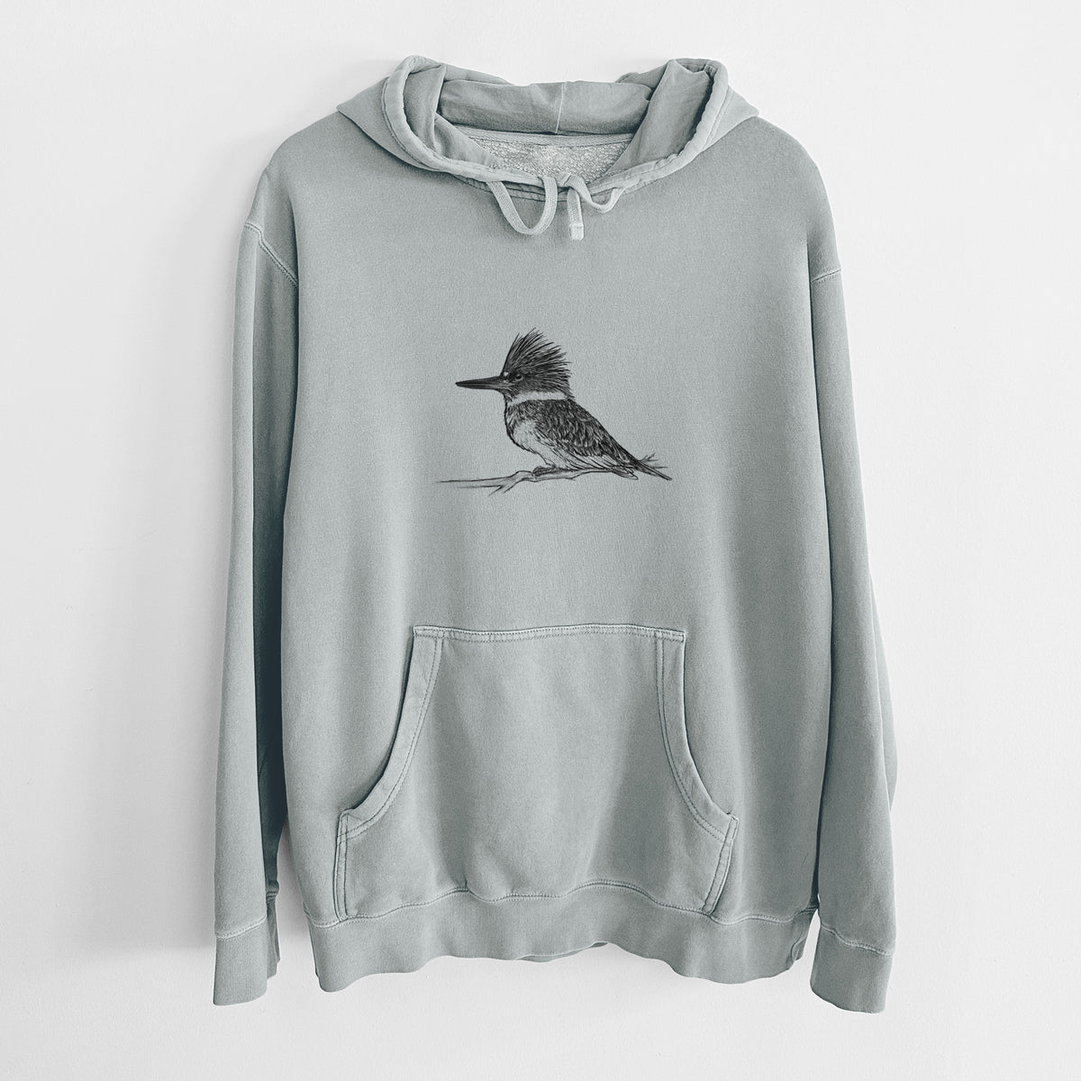 Belted Kingfisher - Megaceryle alcyon - Unisex Pigment Dyed Hoodie