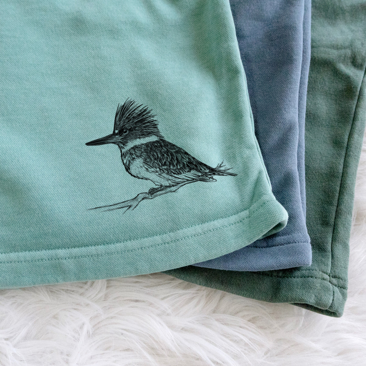 Belted Kingfisher - Megaceryle alcyon - Unisex Pigment Dyed Shorts