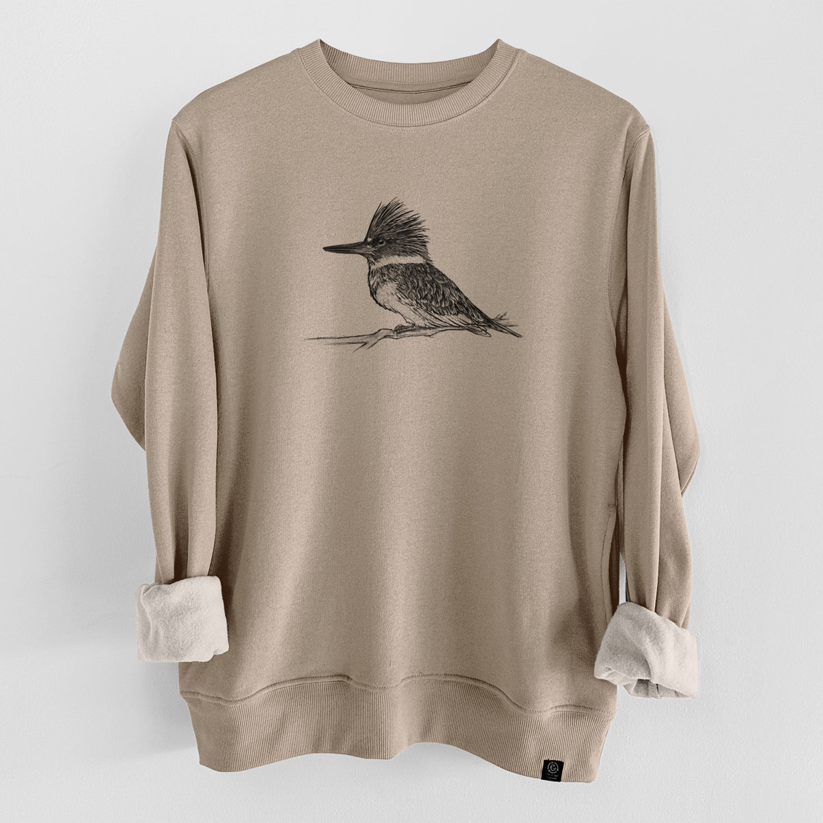 Belted Kingfisher - Megaceryle alcyon  - Unisex Reclaimed Crewneck Sweatshirt