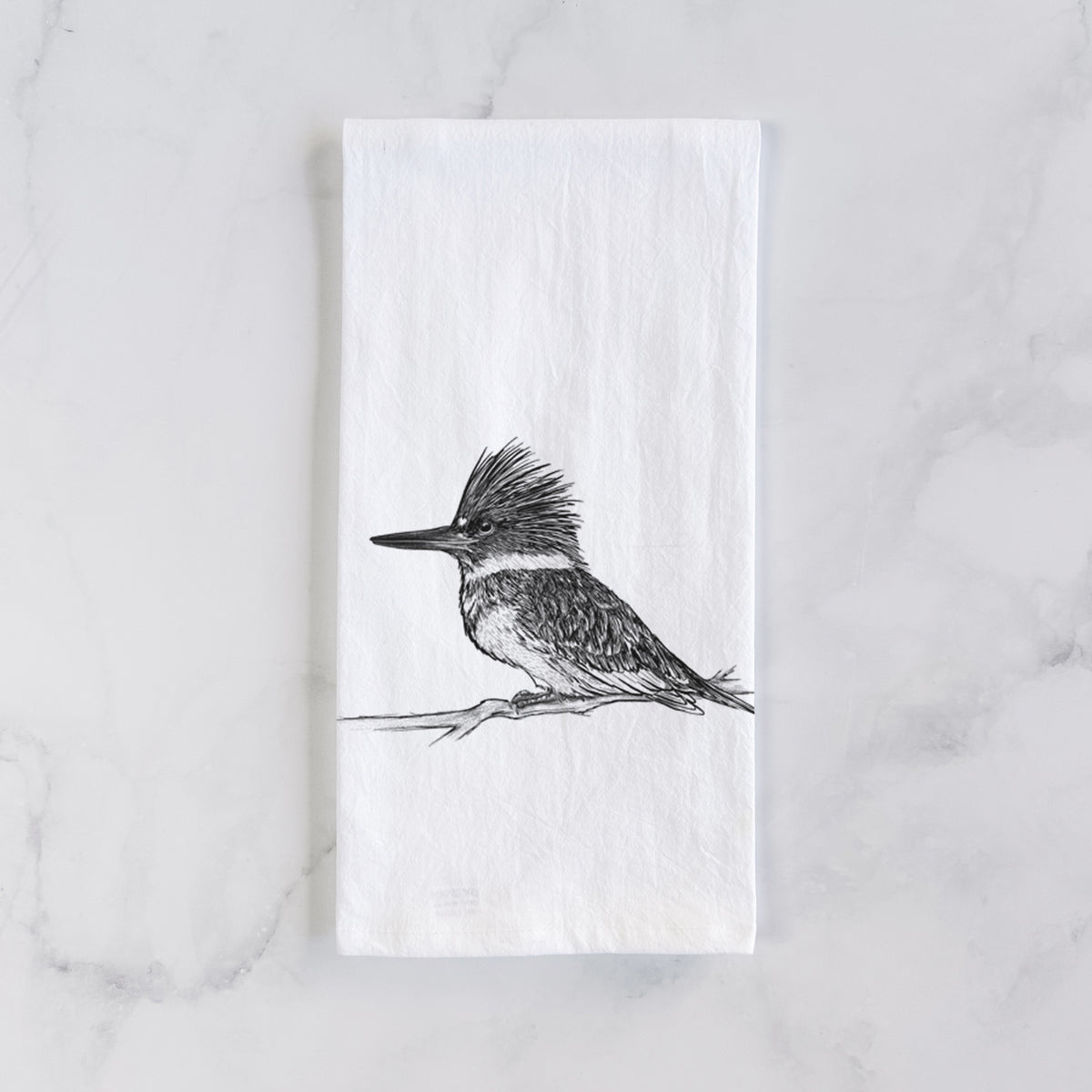 Belted Kingfisher - Megaceryle alcyon Tea Towel