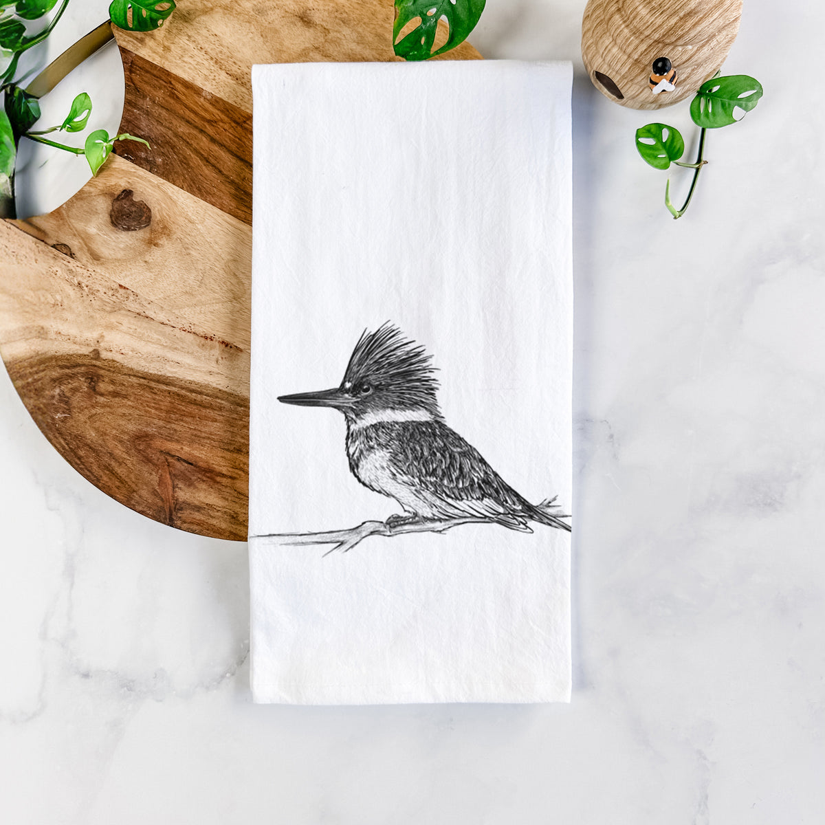 Belted Kingfisher - Megaceryle alcyon Tea Towel