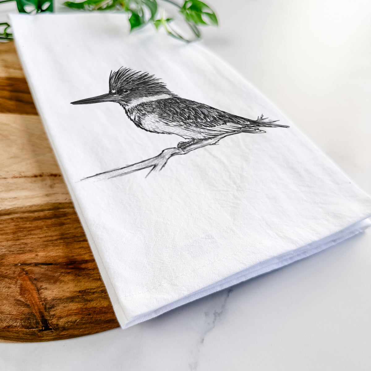 Belted Kingfisher - Megaceryle alcyon Tea Towel