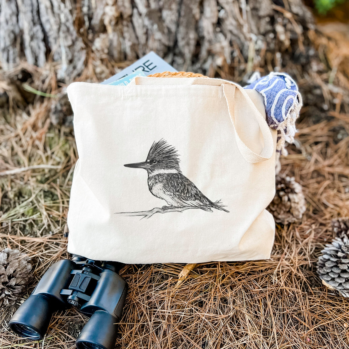 Belted Kingfisher - Megaceryle alcyon - Tote Bag