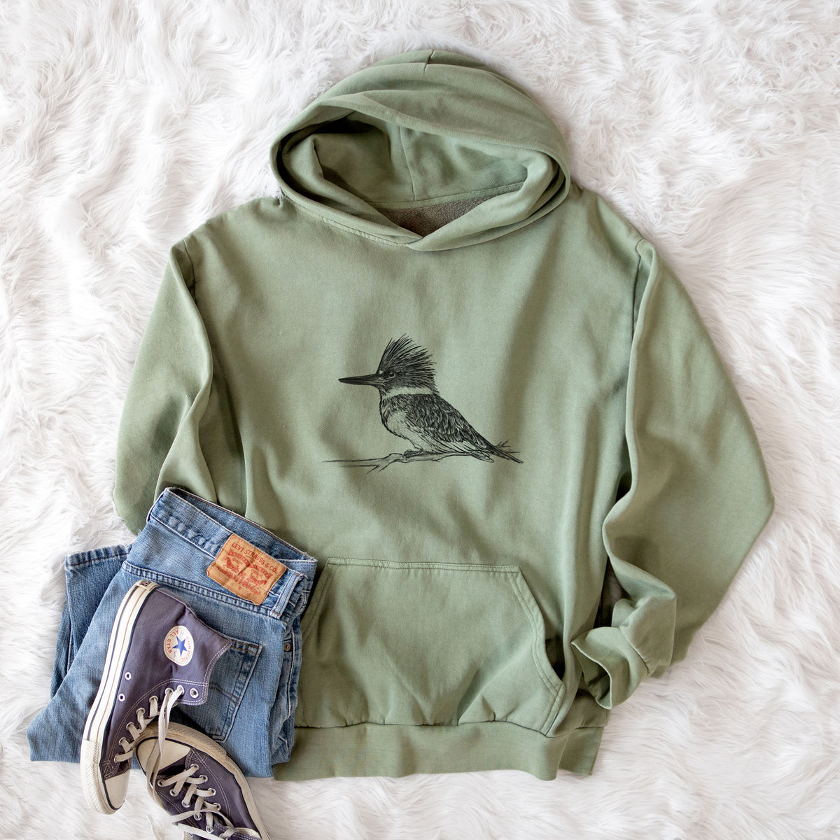 Belted Kingfisher - Megaceryle alcyon  - Urban Heavyweight Hoodie