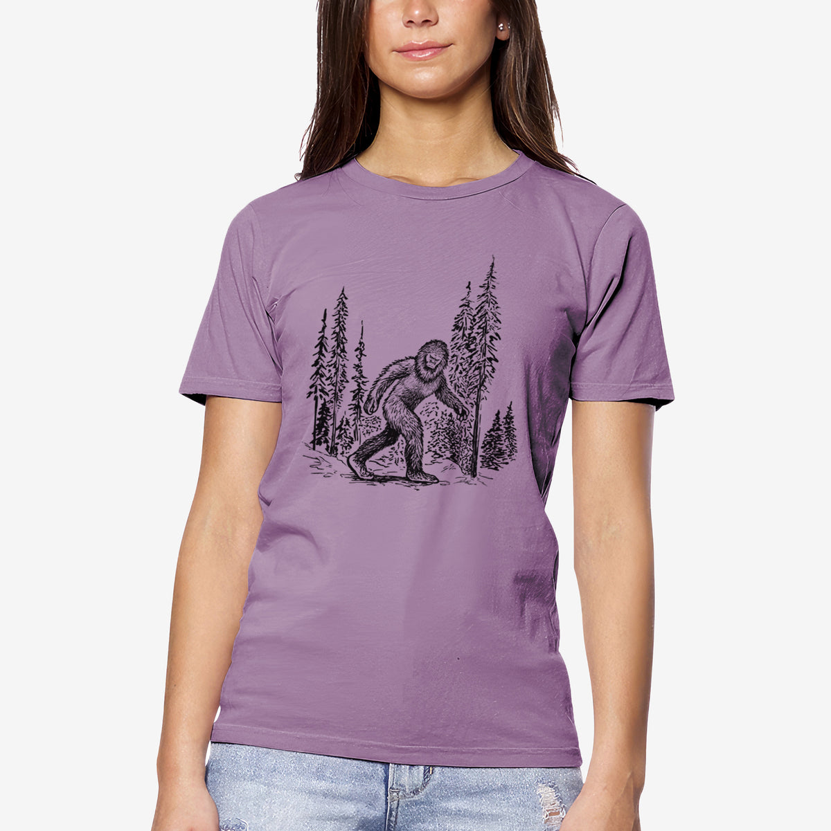 CLOSEOUT - Bigfoot in the Woods - Unisex Crewneck - Made in USA - 100% Organic Cotton