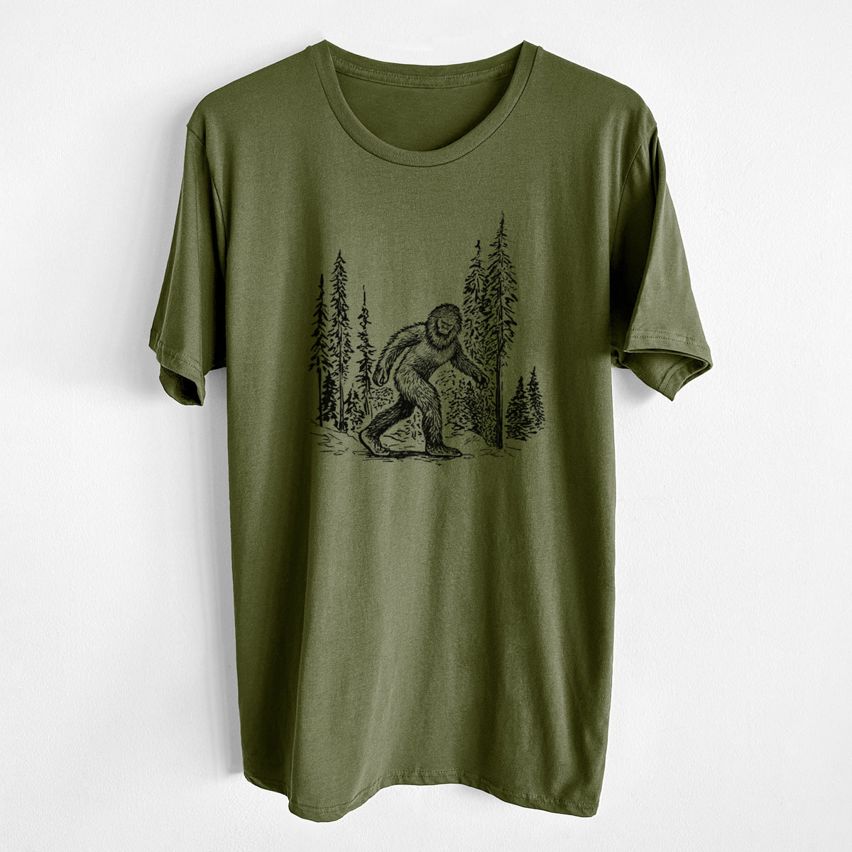 CLOSEOUT - Bigfoot in the Woods - Unisex Crewneck - Made in USA - 100% Organic Cotton