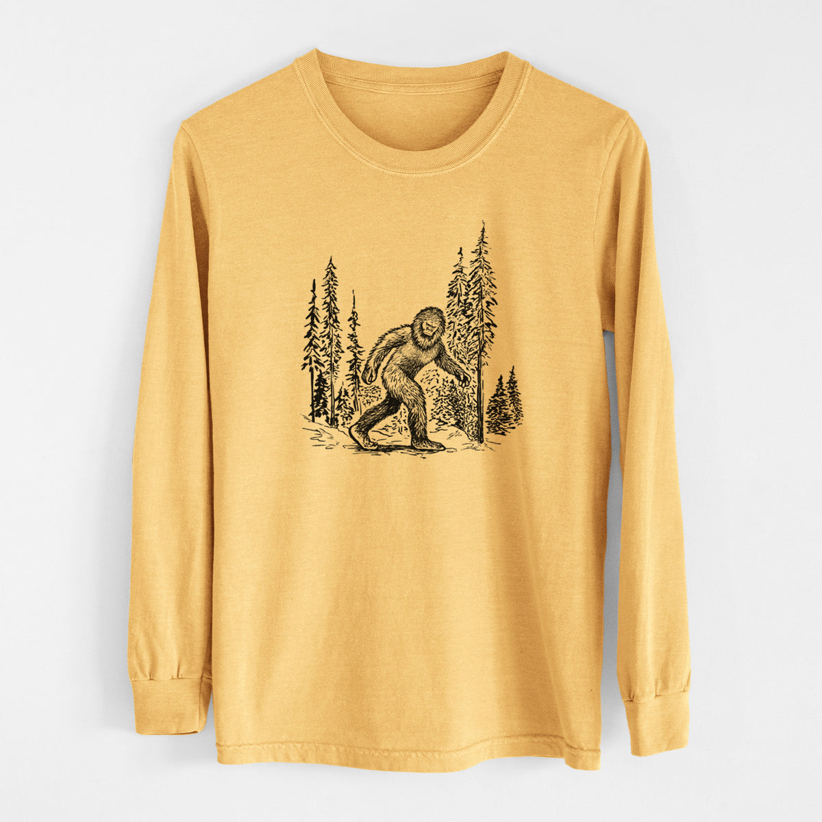 Bigfoot in the Woods - Men&#39;s Heavyweight 100% Cotton Long Sleeve