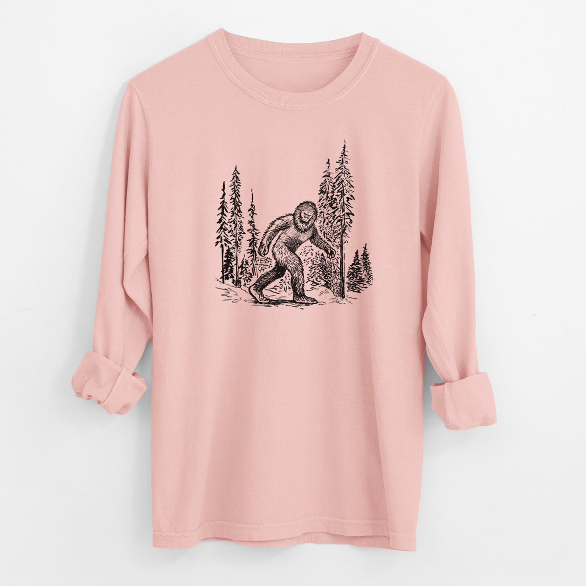 Bigfoot in the Woods - Men&#39;s Heavyweight 100% Cotton Long Sleeve