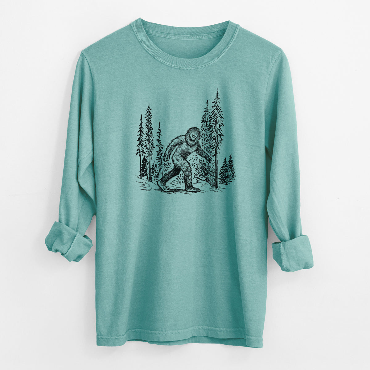 Bigfoot in the Woods - Men&#39;s Heavyweight 100% Cotton Long Sleeve