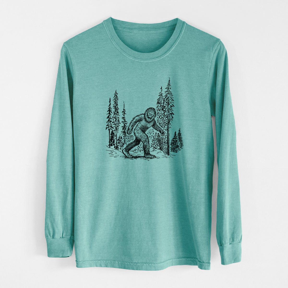 Bigfoot in the Woods - Men&#39;s Heavyweight 100% Cotton Long Sleeve