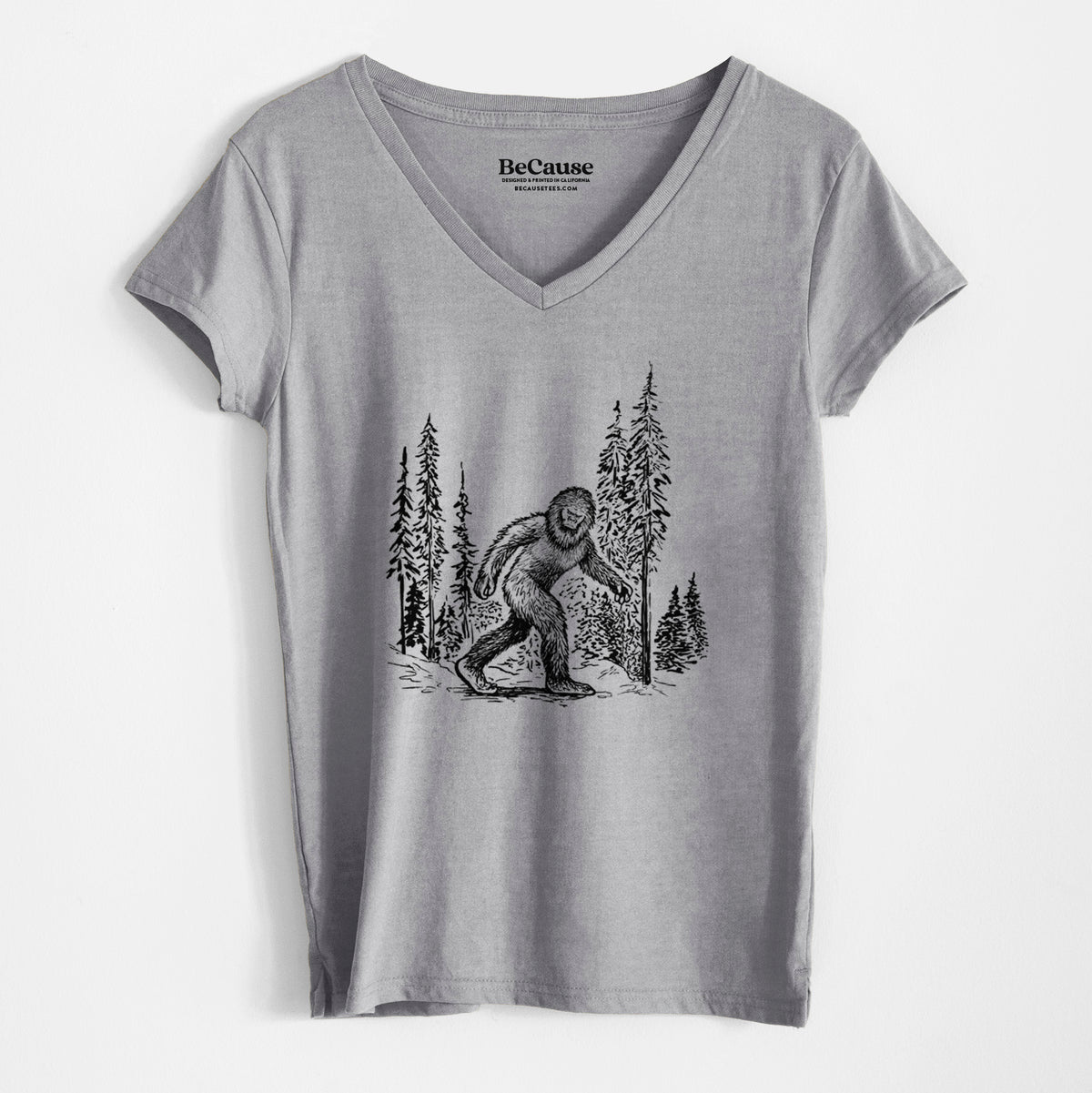Bigfoot in the Woods - Women&#39;s 100% Recycled V-neck