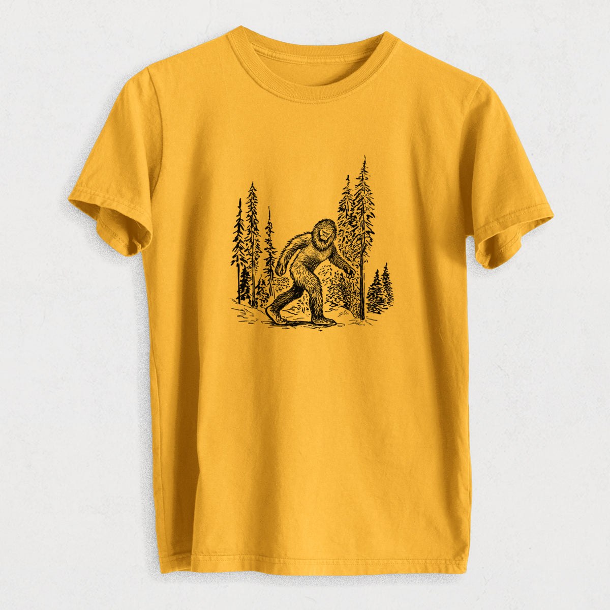 Bigfoot in the Woods - Heavyweight Men&#39;s 100% Organic Cotton Tee