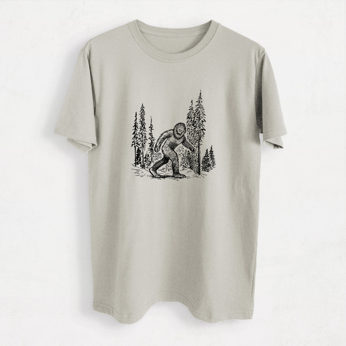 Bigfoot in the Woods - Heavyweight Men&#39;s 100% Organic Cotton Tee