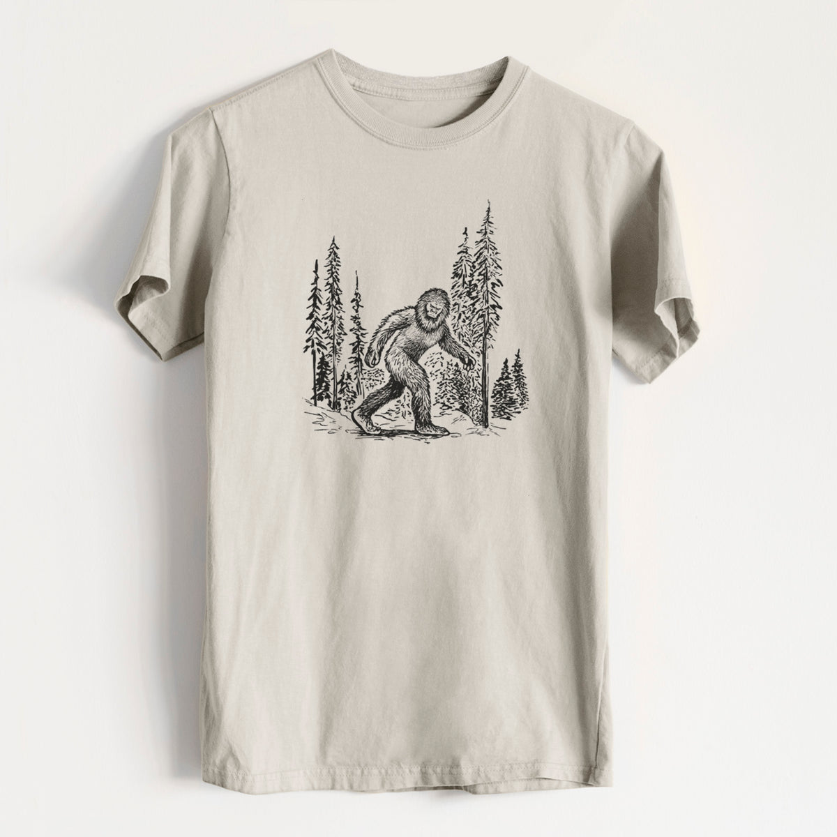 Bigfoot in the Woods - Heavyweight Men&#39;s 100% Organic Cotton Tee