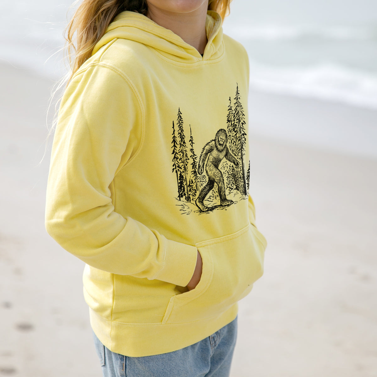 Bigfoot in the Woods - Youth Pigment Dyed Hoodie