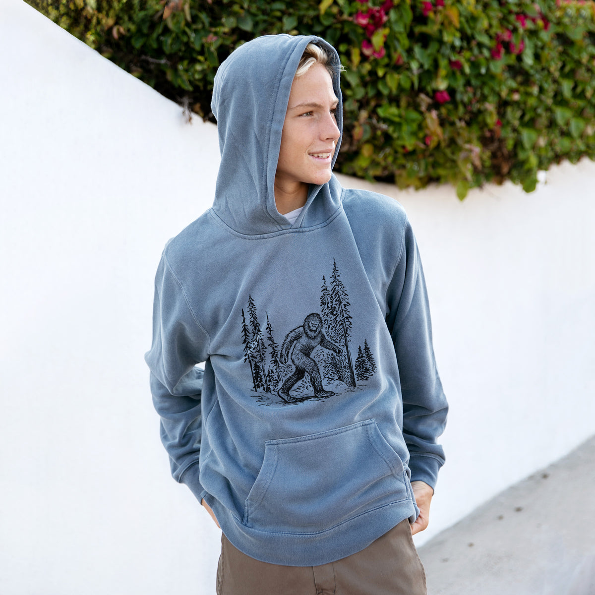 Bigfoot in the Woods - Youth Pigment Dyed Hoodie