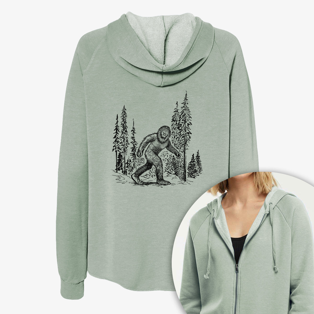 Bigfoot in the Woods - Women's Cali Wave Zip-Up Sweatshirt