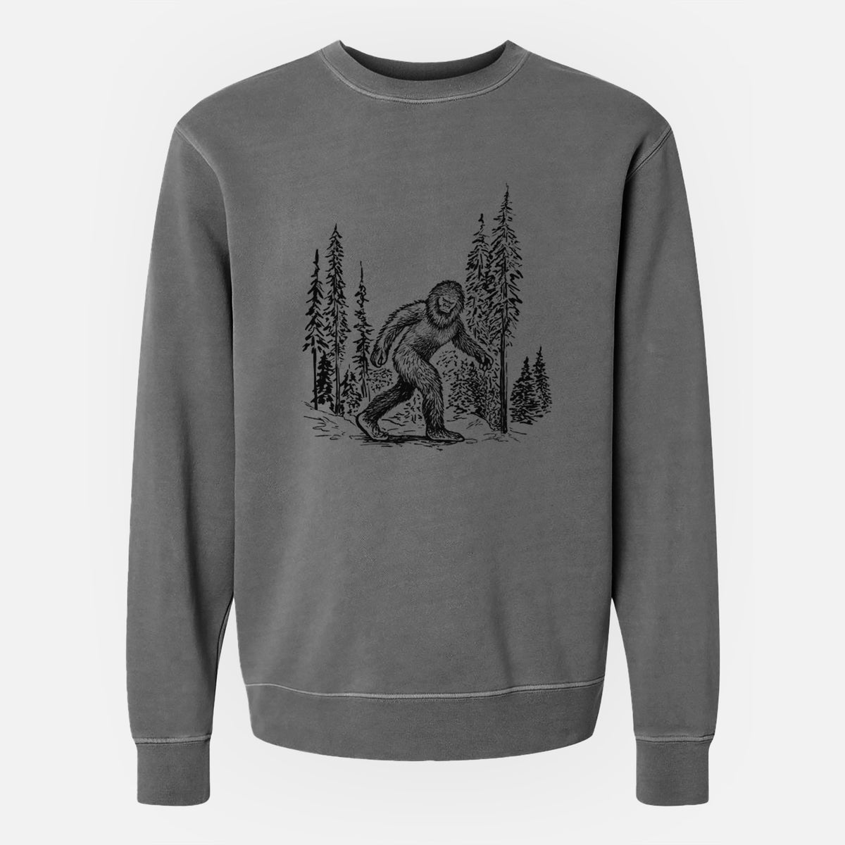 Bigfoot in the Woods - Unisex Pigment Dyed Crew Sweatshirt