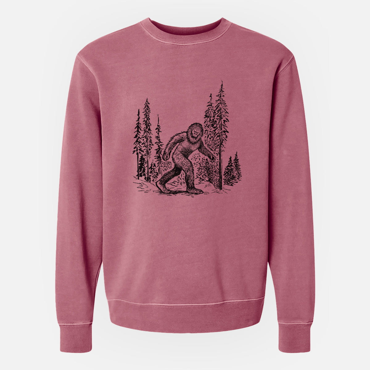 Bigfoot in the Woods - Unisex Pigment Dyed Crew Sweatshirt