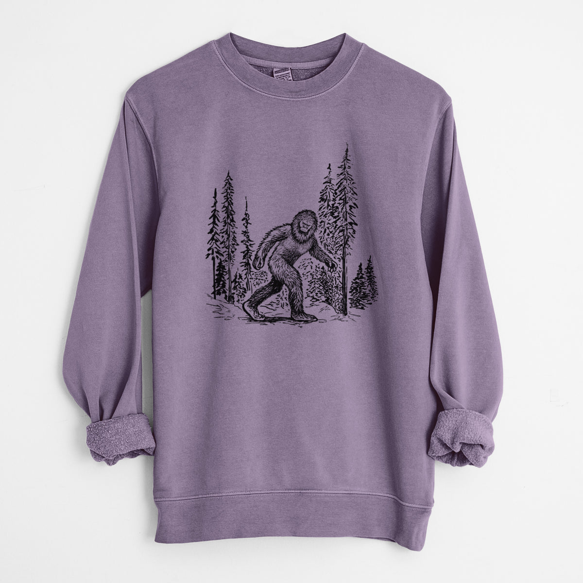 Bigfoot in the Woods - Unisex Pigment Dyed Crew Sweatshirt