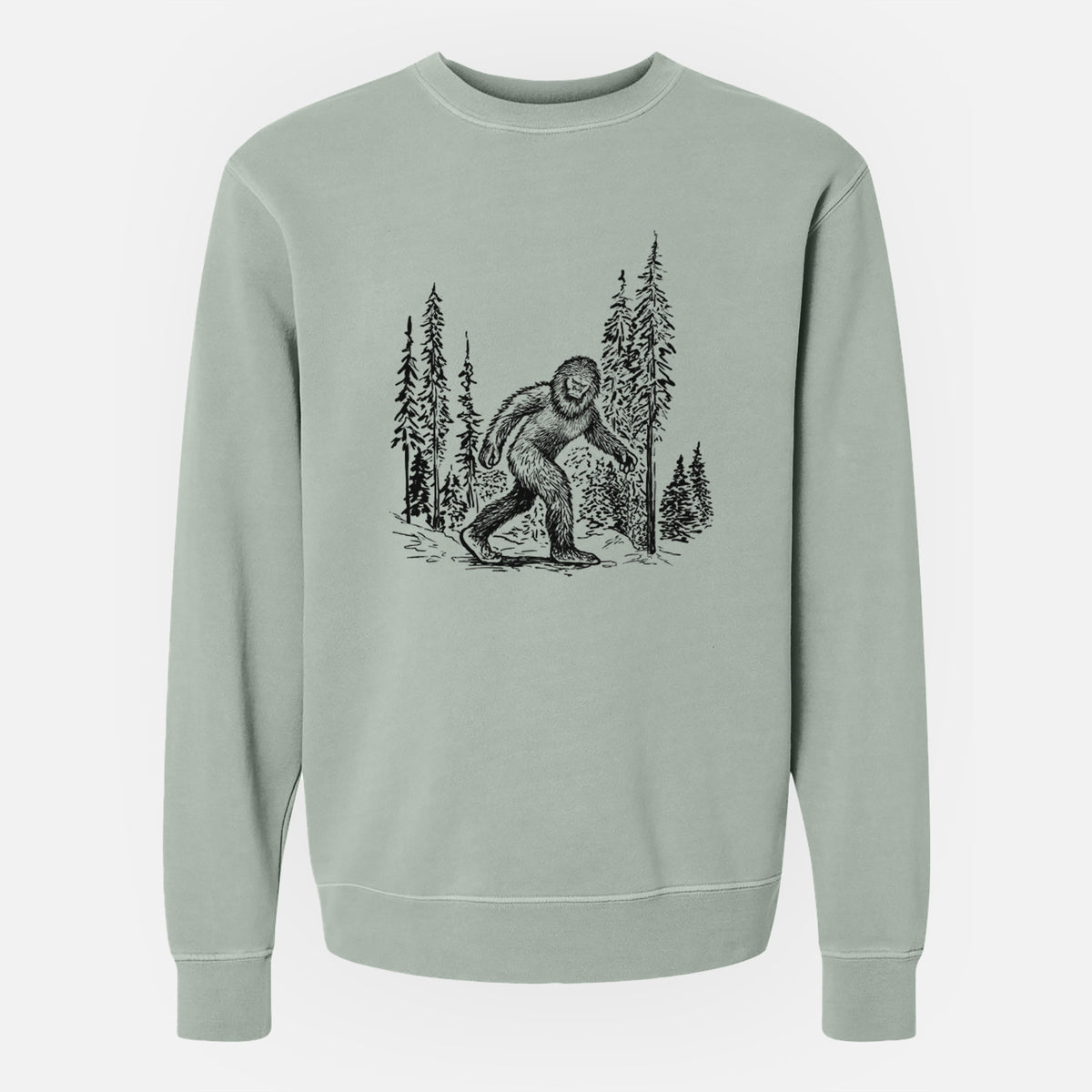 Bigfoot in the Woods - Unisex Pigment Dyed Crew Sweatshirt