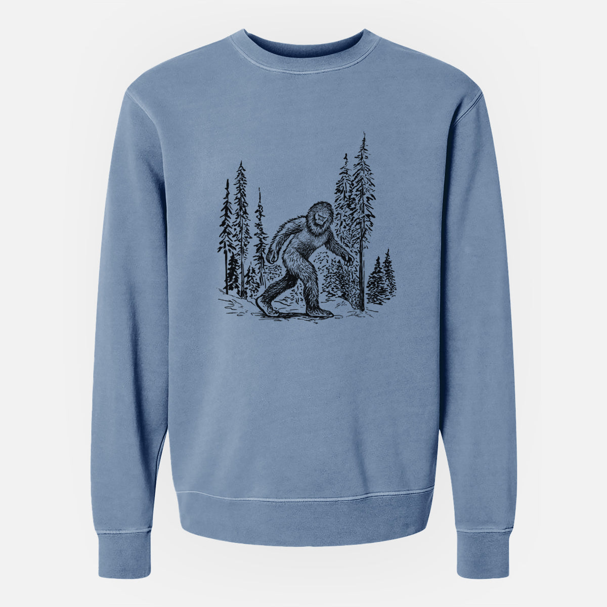 Bigfoot in the Woods - Unisex Pigment Dyed Crew Sweatshirt