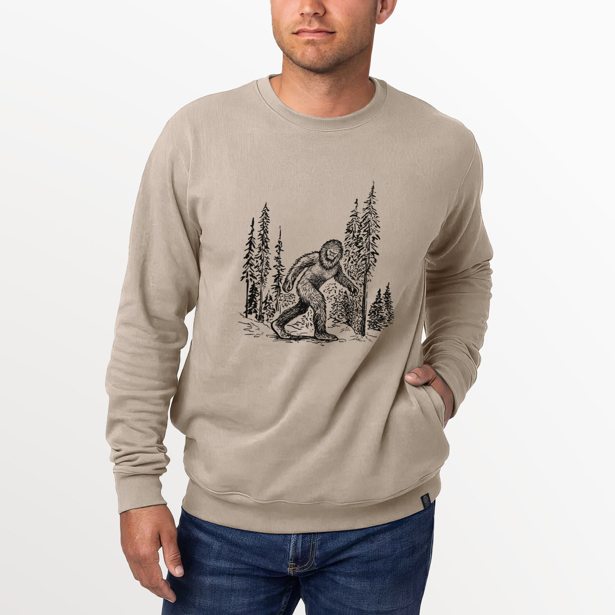 Bigfoot in the Woods  - Unisex Reclaimed Crewneck Sweatshirt