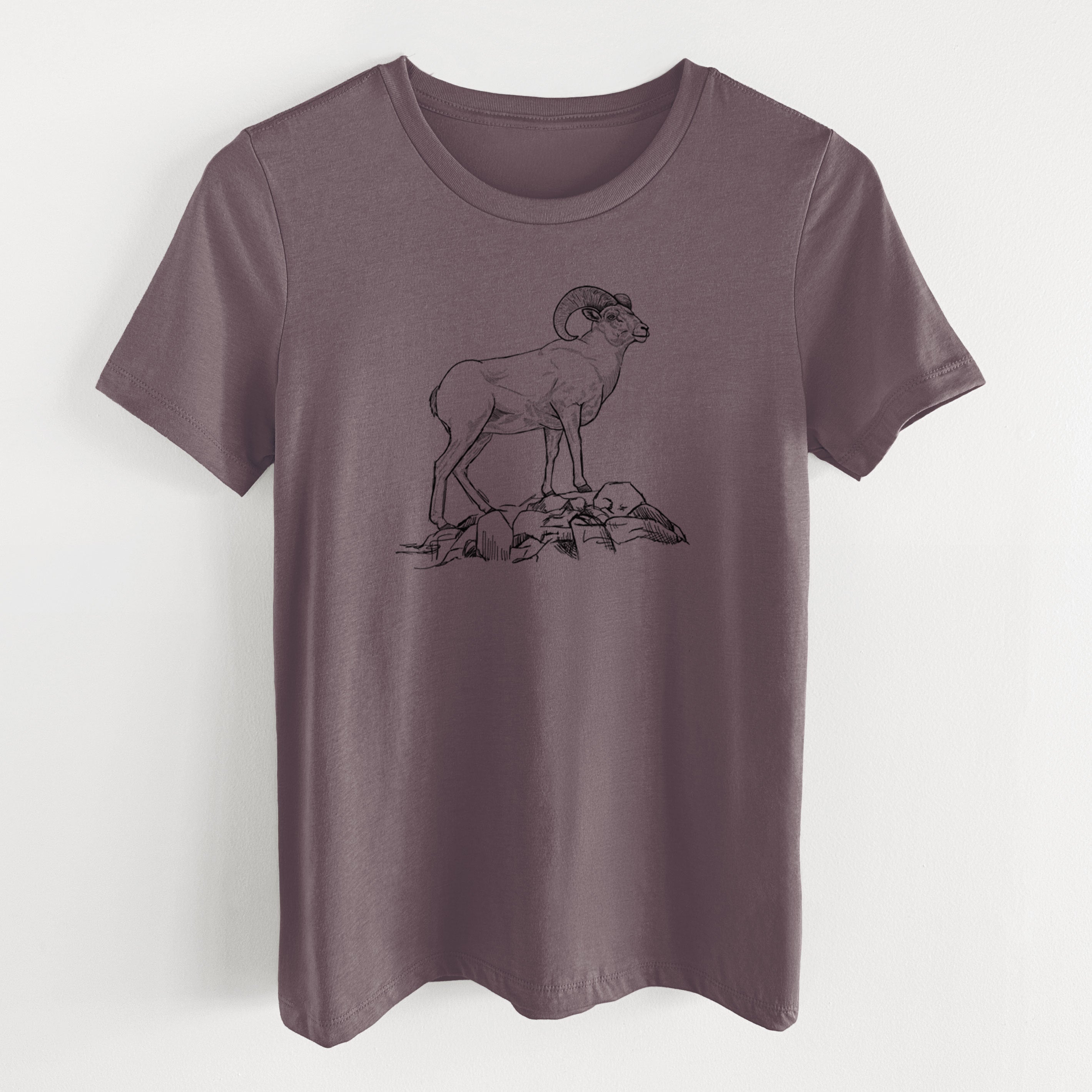 Bighorn Sheep Ram - Ovis canadensis - Women's Lightweight Relaxed Fit 100% Cotton Crewneck