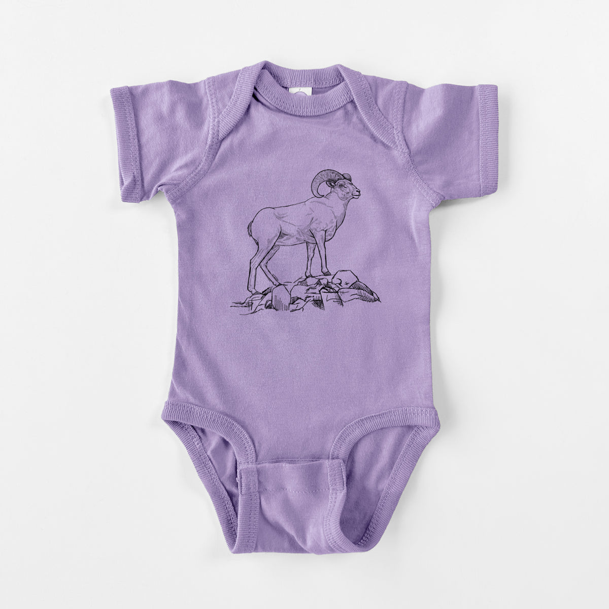 Bighorn Sheep Ram - Ovis canadensis - Baby Fine Jersey Bodysuit